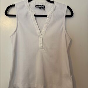 DKNY White Button-Front Sleeveless Blouse